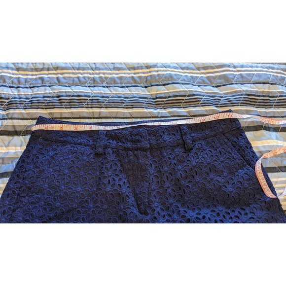 Garnet Hill Women’s Navy Blue Eyelet Cotton Summer Shorts Sz 2 - Picture 7 of 10